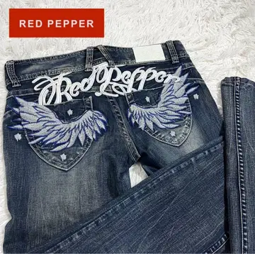 [ RED PEPPER ] 윙 자수 데님 팬츠 스터드 y2k