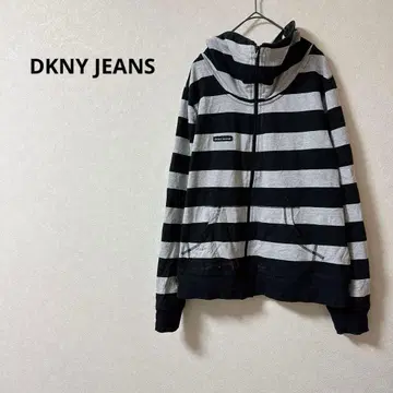 DKNY JEANS 스트라이프 후드티 후드 부착 심플