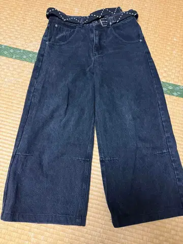 BlessU 블랙 데님 배기 팬츠