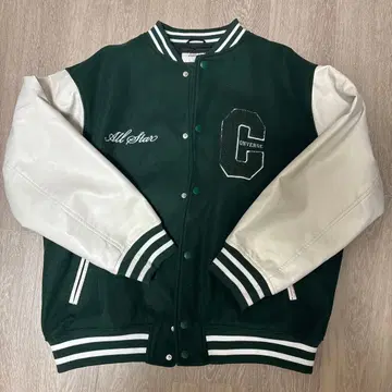 컨버스 바시티 자켓 M 사이즈 다크 그린