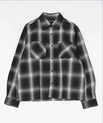 플란넬 체크 셔츠 블랙 그레이 M 사이즈