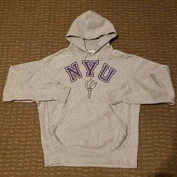 새상품급 90s Lee 헤비웨이트 후드티 NYU 칼리지 로고 L 그레이