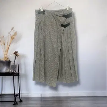 저널 스탠다드 하운드투스 체크 패턴 랩스커트풍 와이드 팬츠 플리츠 브라운