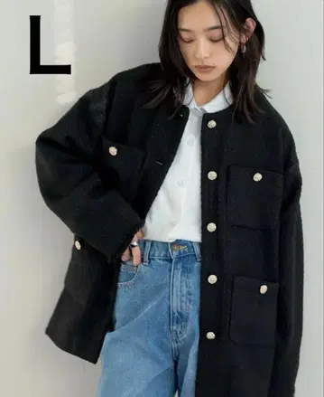 [ 완판템 ] 트위드 프린지 노카라 자켓 리디