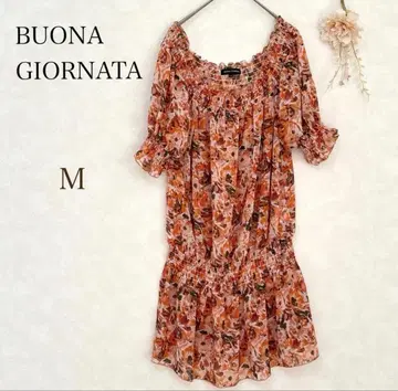 [보나조르나타] 튜닉 꽃무늬 플라워 프린트 오렌지 캐주얼