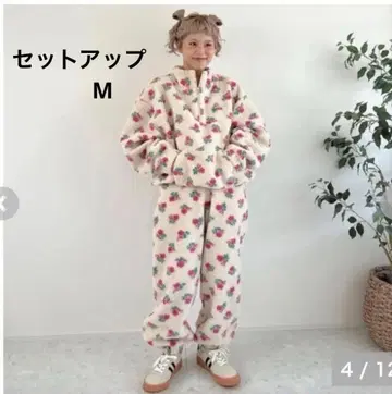 시마무라 ayano 꽃무늬 보아 셋업 M 새상품