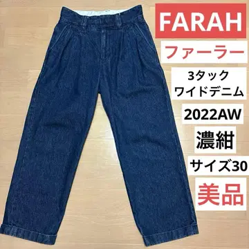 FARAH 3턱 와이드 데님 팬츠 2022AW 다크 네이비 사이즈 30