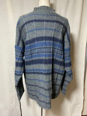 빈티지 남성용 체크 무늬 하이넥 스웨터