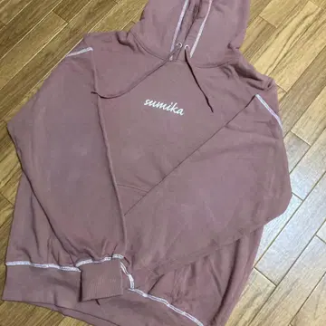 sumika 스티치 후드티 차콜 브라운