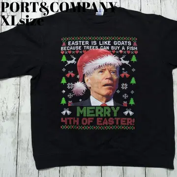 미국 빈티지 의류 포트앤컴퍼니 맨투맨 크리스마스 바이든 패러디