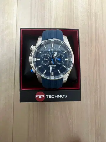 TECHNOS 크로노그래프 손목시계 네이비