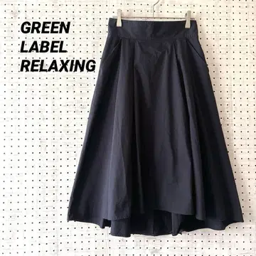 그린 라벨 릴랙싱 롱 플레어 스커트 (36) 다크 네이비 면 혼방