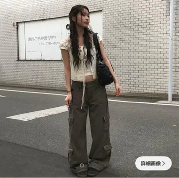 anyonemore 카고 팬츠 로우라이즈 카키 y2k amood