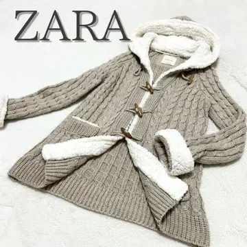 귀여운 새상품급! ZARA 니트 더플 코트 가디건 미들 기장 베이지