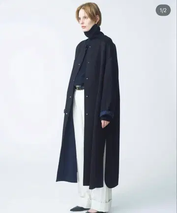 ebure 에부르 캐시미어 롱 코트 네이비 36