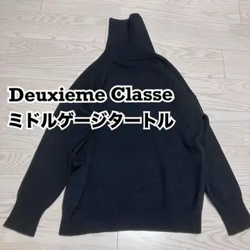 Deuxieme Classe 미들 게이지 터틀 블랙 울 니트