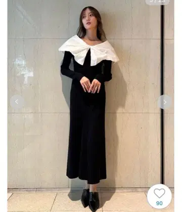 [스나이델] 벌룬 칼라 도킹 니트 원피스 SWNO234125