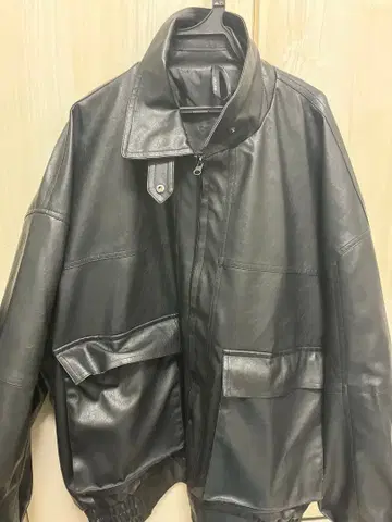 블랙 빈티지 스타일 가죽 자켓 남녀 공용