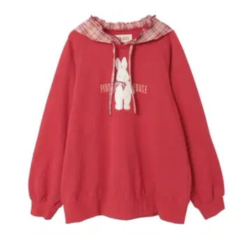 핑크하우스 장미정원 토끼 오리지널 체크 후드 부착 트레이닝복 완판템