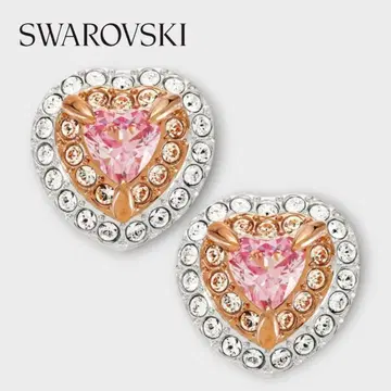 SWAROVSKI 스터드 귀걸이 하트 모티브 핑크 골드