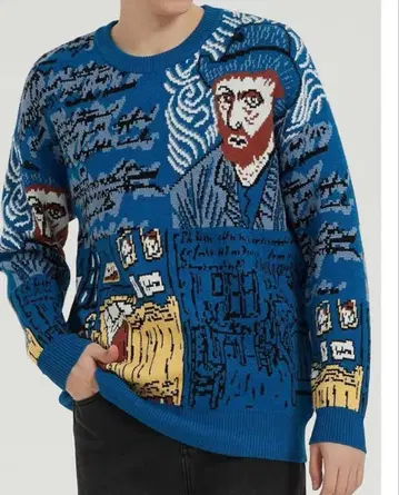 새상품급 AELFRIC EDEN 고흐 L 회화 올 패턴 니트