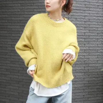 컬러 모헤어 혼방 루즈 니트