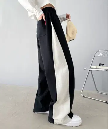 블랙/화이트 조거 팬츠 M 사이즈