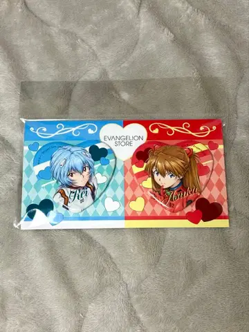 신세기 에반게리온 14주년 기념 페어 하트형 캔뱃지 아스카 아야나미 레이