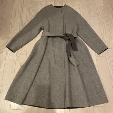 theory luxe 캐시미어 울 그레이 롱 코트 벨트 포함