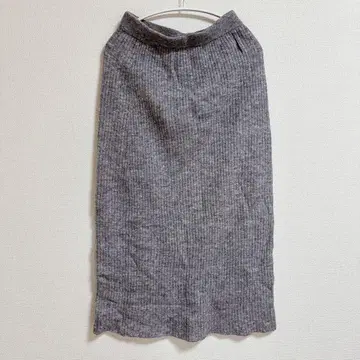 ATELIER SIX 리브 니트 타이트 스커트 허리밴딩 그레이