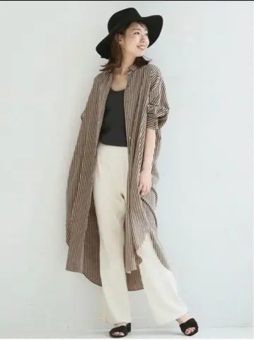 스픽앤스팬 스트라이프 셔츠 원피스