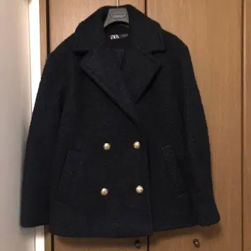 ZARA 네이비 보아 코트 자켓 M 골드 버튼