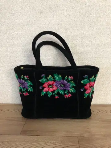 FEIRER 셔닐 직조 큐트 소형 백 블랙