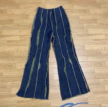 JUEMI 스트라이프 디자인 와이드 팬츠