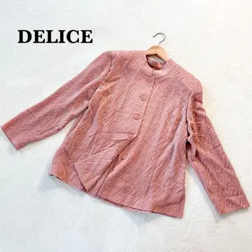 데리스 도쿄 스타일 노카라 자켓 LL 레트로 얇은 소재 핑크 베이지