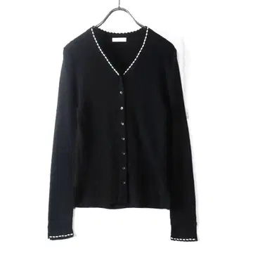 투모로우랜드 DES PRES 데프레 펄 리브 니트 가디건 블랙