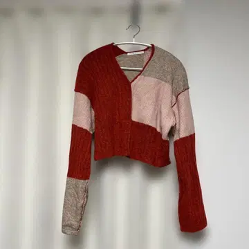 패치워크 니트 가디건 긴팔
