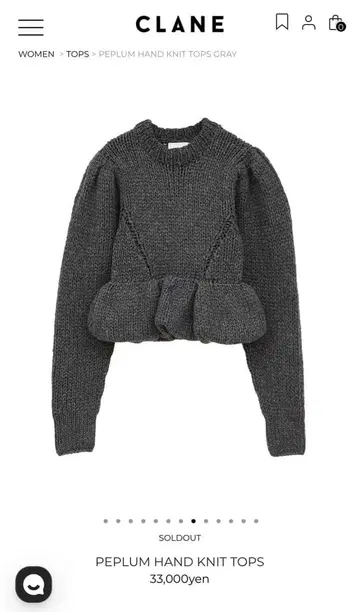 CLANE PEPLUM HAND KNIT TOPS