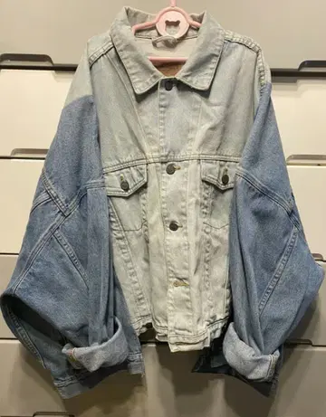 리메이크 바이컬러 데님 자켓 오버 사이즈