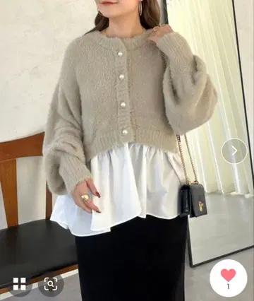 프로즈베일 2way 펄 버튼 샤기 페플럼 가디건