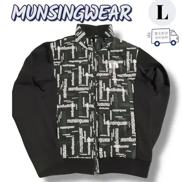 MUNSINGWEAR 패딩 자켓 L 블랙 올 로고 무늬 더블 지퍼 남성용