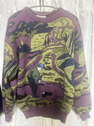 Joseph Mayerchin 풍경 디자인 스웨터 m