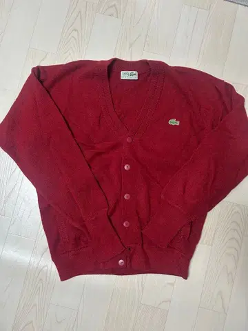 Lacoste 와인 레드 가디건 구제 의류
