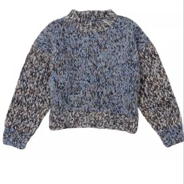 NKNIT 믹스 컬러 핸드 니트 블루 니트 스웨터