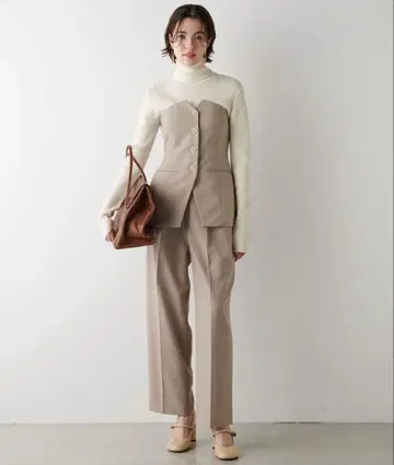 Whim Gazette 평직 뷔스티에 평직 턱 팬츠 셋업