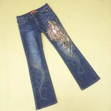 셀타진즈 핸드메이드 손글씨 페인트 부츠컷 데님