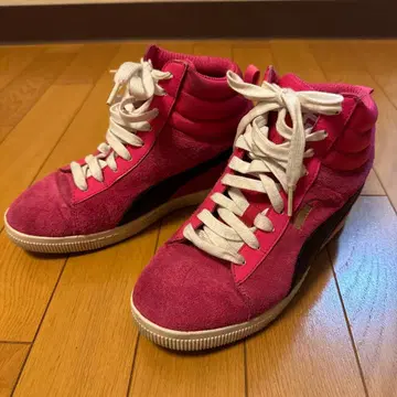 PUMA 푸마 스웨이드 핑크 하이컷 스니커즈 23cm