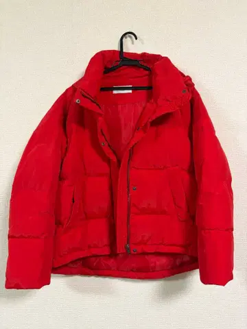 AZUL 다운 자켓 탈부착 가능 후드 부착 레드 빨간색