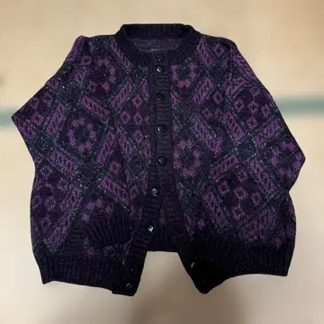 빈티지 레트로 올 패턴 니트 가디건 빈티지