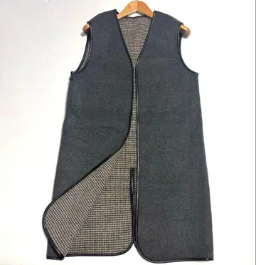 TICCA 티카 베이지 체크 무늬 리버서블 베스트 지레